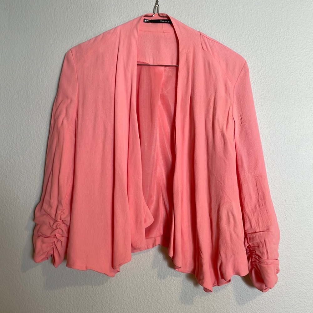 Pink open blazer/cardigan cross from Maurice’s
